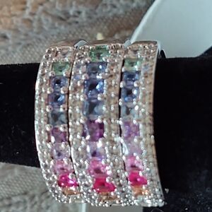 Elegant Multicolor Gemstone Women's Ring